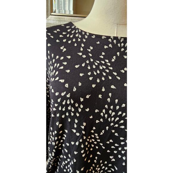 J. Jill 3/4 Sleeve Stretch Floral Jersey‎ Knit Pullover Top Women Size M Black - Picture 4 of 7
